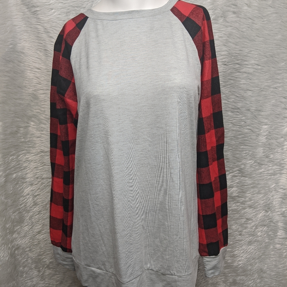 Bamboo boy long sleeve shirt buffalo print sleeves